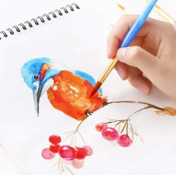 Set of 10 Soft Makeup or Paint Brushes Watercolor Oil Acrylic Paintbrushes Blue - Picture 7 of 8